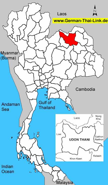 Map of Udon Thani, Thailand